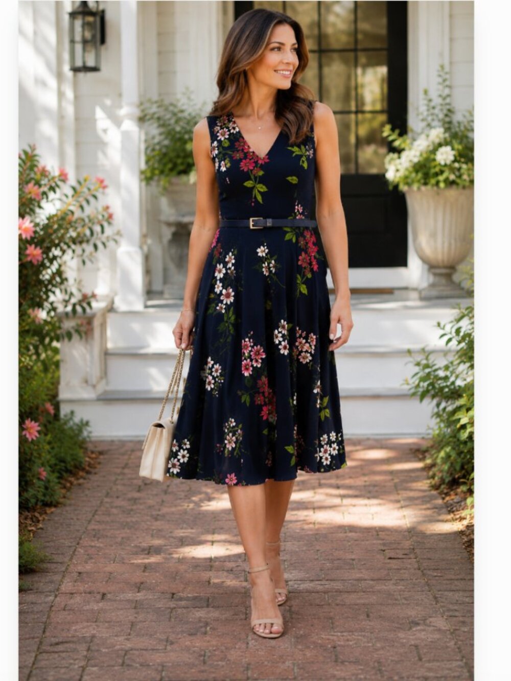 Tommy Hilfiger Navy Floral Fit & Flare Dress | Size 4